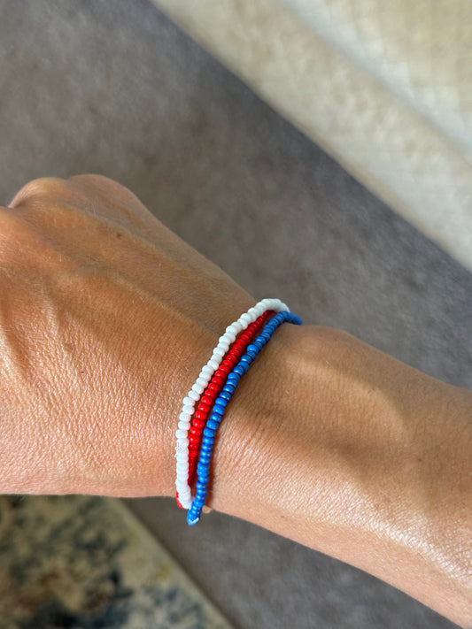 Red, White & Blue Stretch Bracelet Set